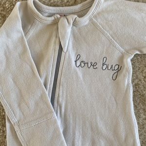 Sapling Organic embroidered dual zip romper with foldover feet 3-6m